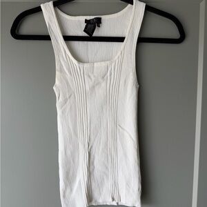 BCBG White Ribbed Tank Top